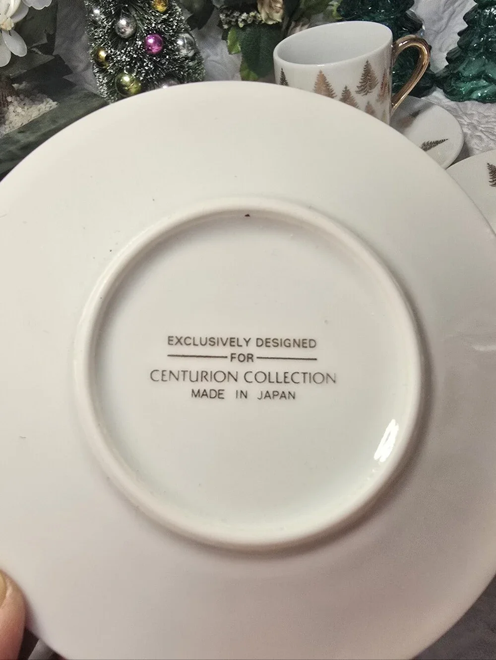 Vintage Centurion Collection Gold Christmas Tree Espresso Cups & Saucers - 8pc